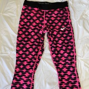 Nike cropped pink and black leggings. Size small